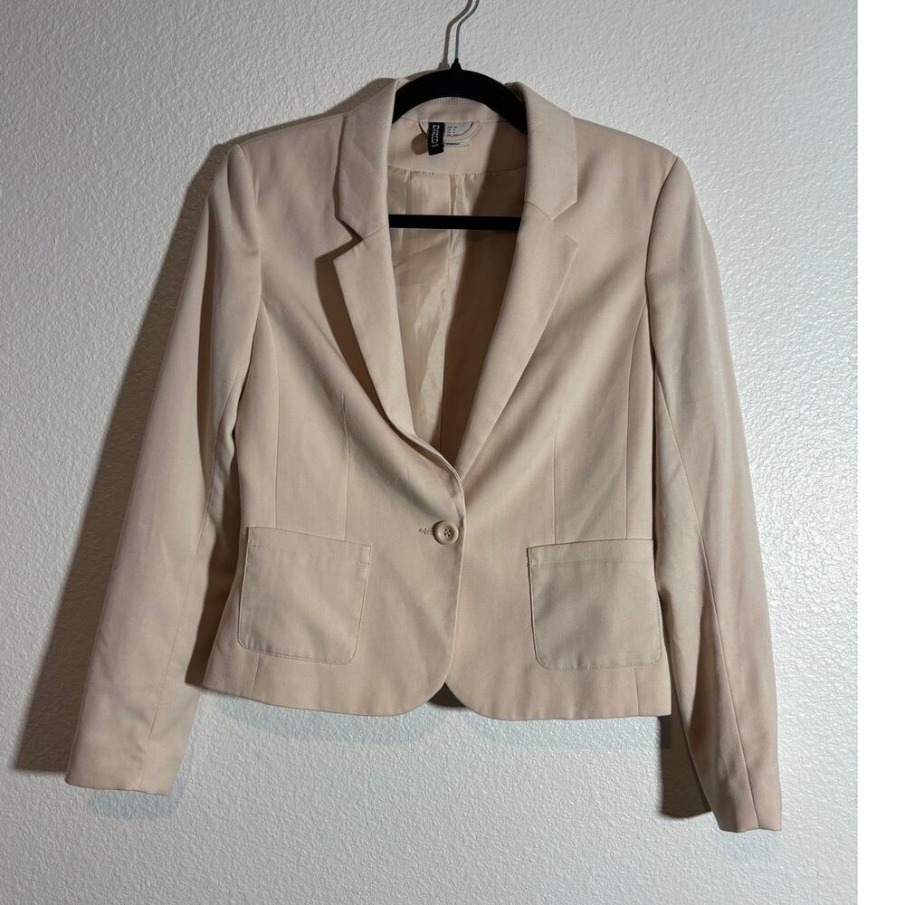 H&M Divided Size 6 Powder Pink Blazer One-Button Lined Career Office Business